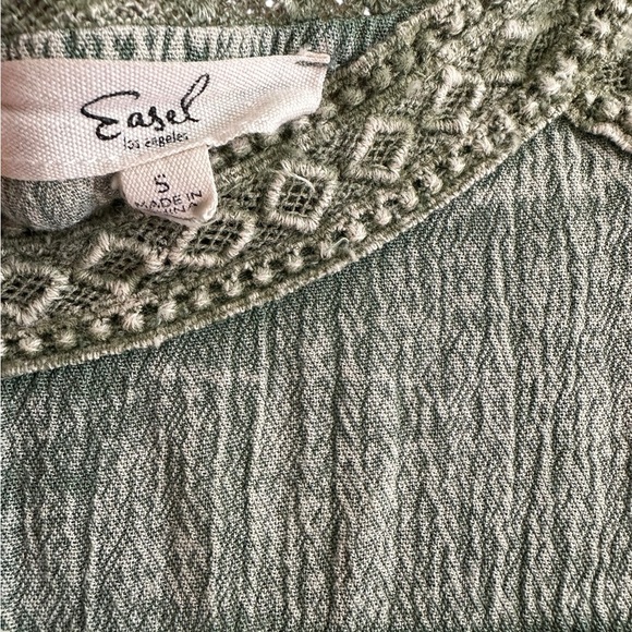 Easel Sage Textured Knit Monochromatic Minimalist Boho Hippie Lagenlook Top Sz S - Picture 3 of 9